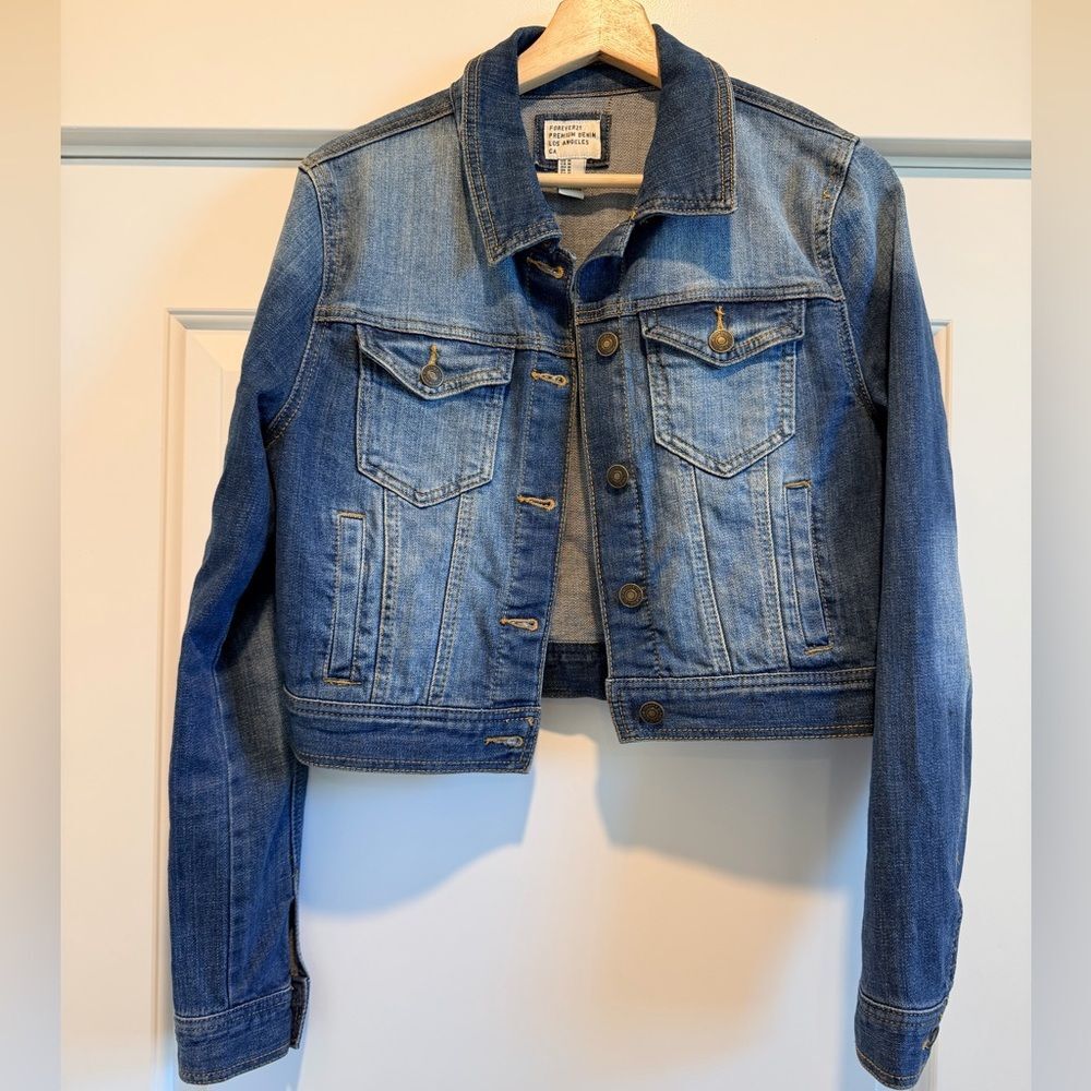Forever 21 Premium Denim Cropped Jacket